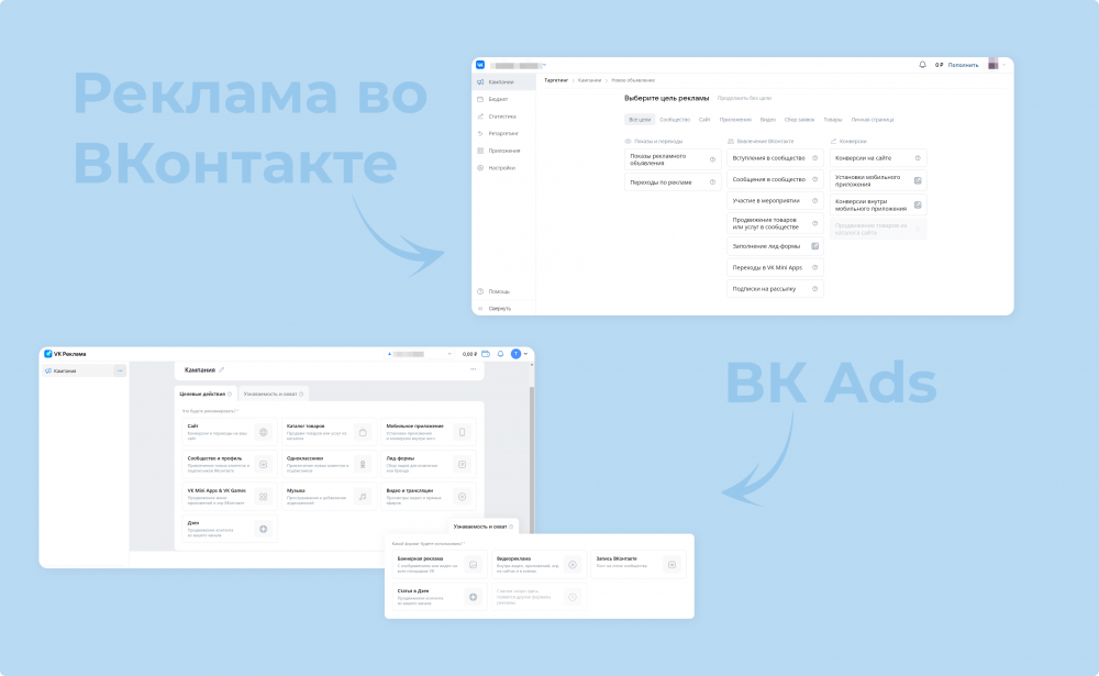 Сравнение настроек кампаний в VK Ads и кабинете ВК